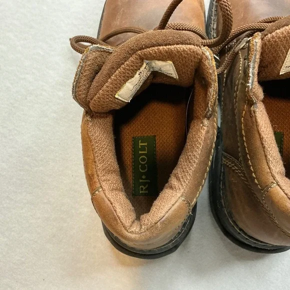 RJ Colt Men Leather Work Boots Ice Traction Cleats Size 11.5 Brown Ankle Rugged - Picture 12 of 16